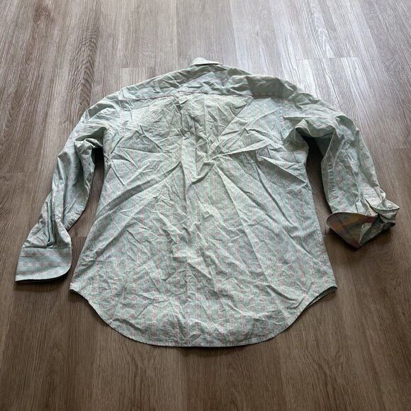 Robert Graham Shirt Men Small Blue Red Long Sleeve Button Down Cross Church - Picture 11 of 12